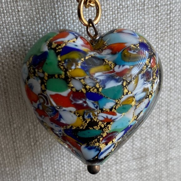 Heart Murano Glass Heart Necklace Italy New with Info Card - Picture 4 of 9